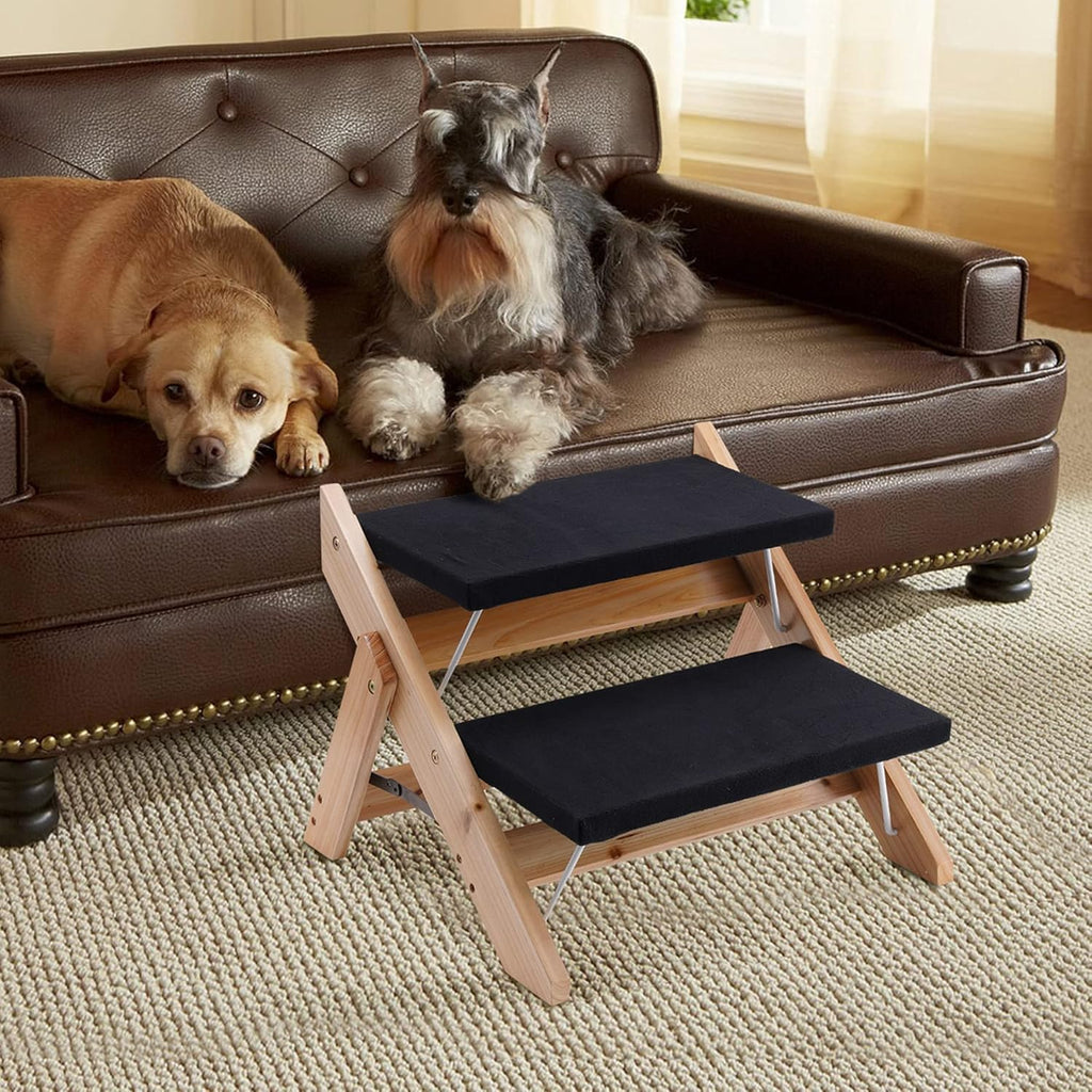 2-in-1 Foldable Wooden Pet Stairs with 2 Levels X992881