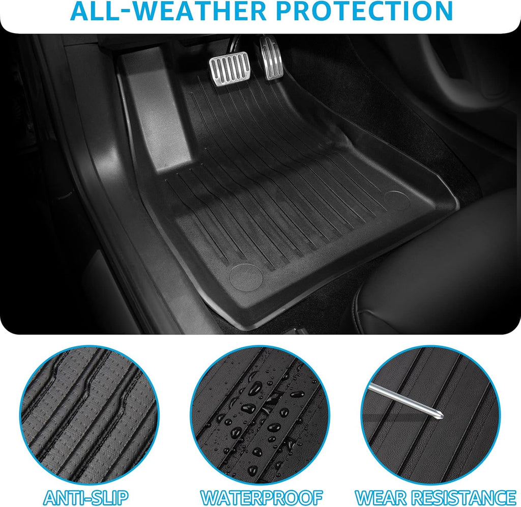 Tesla Model 3 Floor Mats TPE Full Set All Weather Waterproof Front Rear Cargo Liner C719567