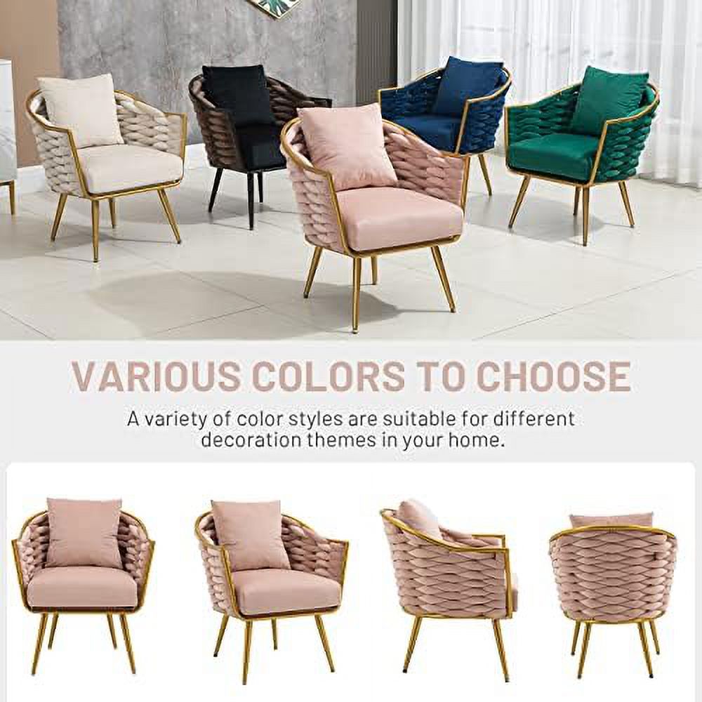 Navy Velvet Accent Chair with Arms and Pillow F977