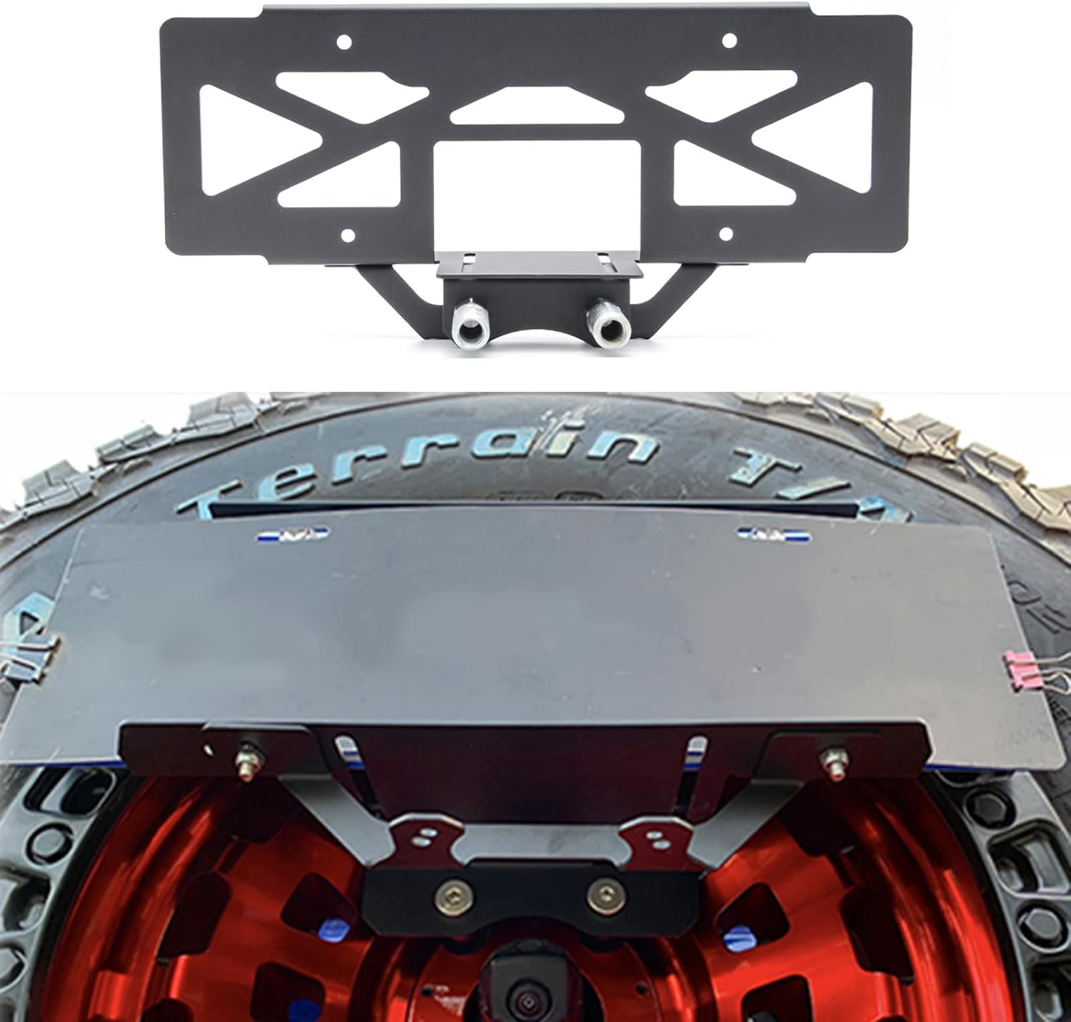 Rear Spare Tire Mount License Plate Relocation Bracket with 3rd Brake Light Mounting Bracket Kit H7303