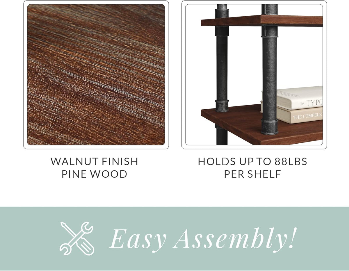 5-Tier Solid Pine Open Wood Bookcase, Brown Y87010