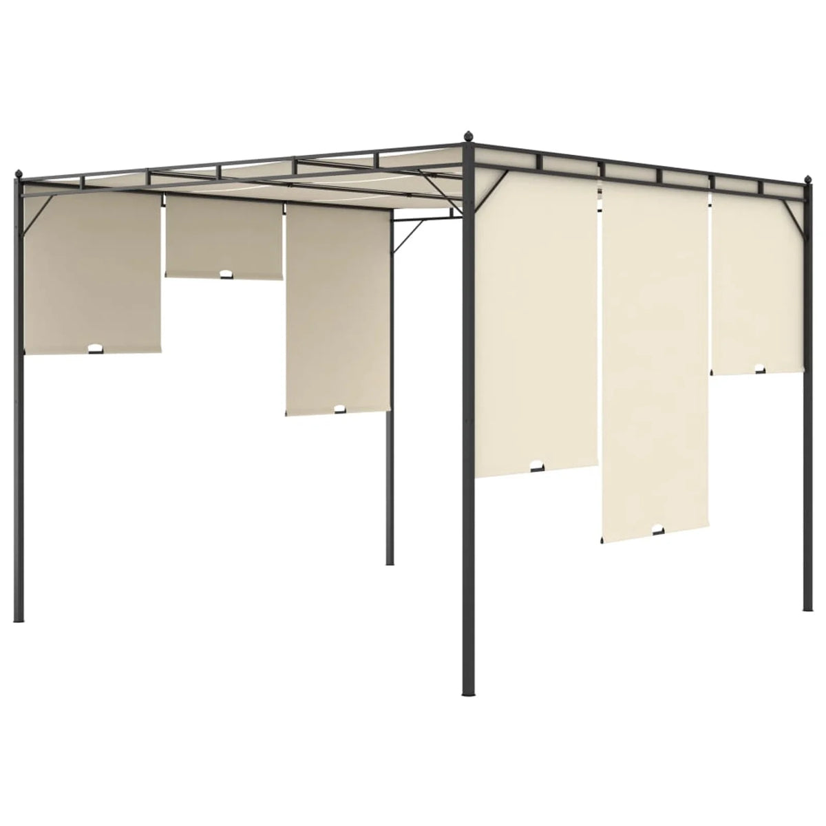 Garden Gazebo with Side Curtain Steel Frame Sun Shade Shelter Cream 118.1 x 118.1 x 88.6 Inches I460