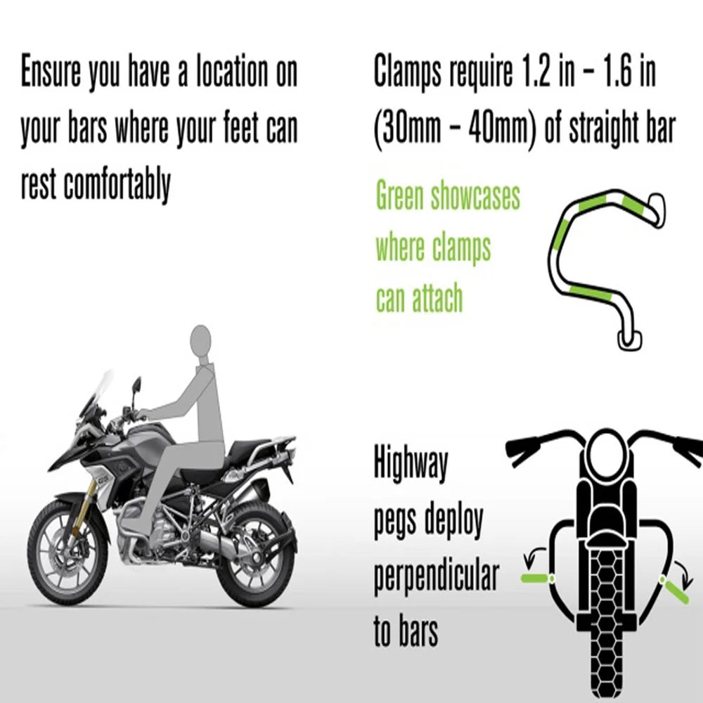 Universal Motorcycle 360 Rotatable Highway Crash Bar Foot Pegs L716