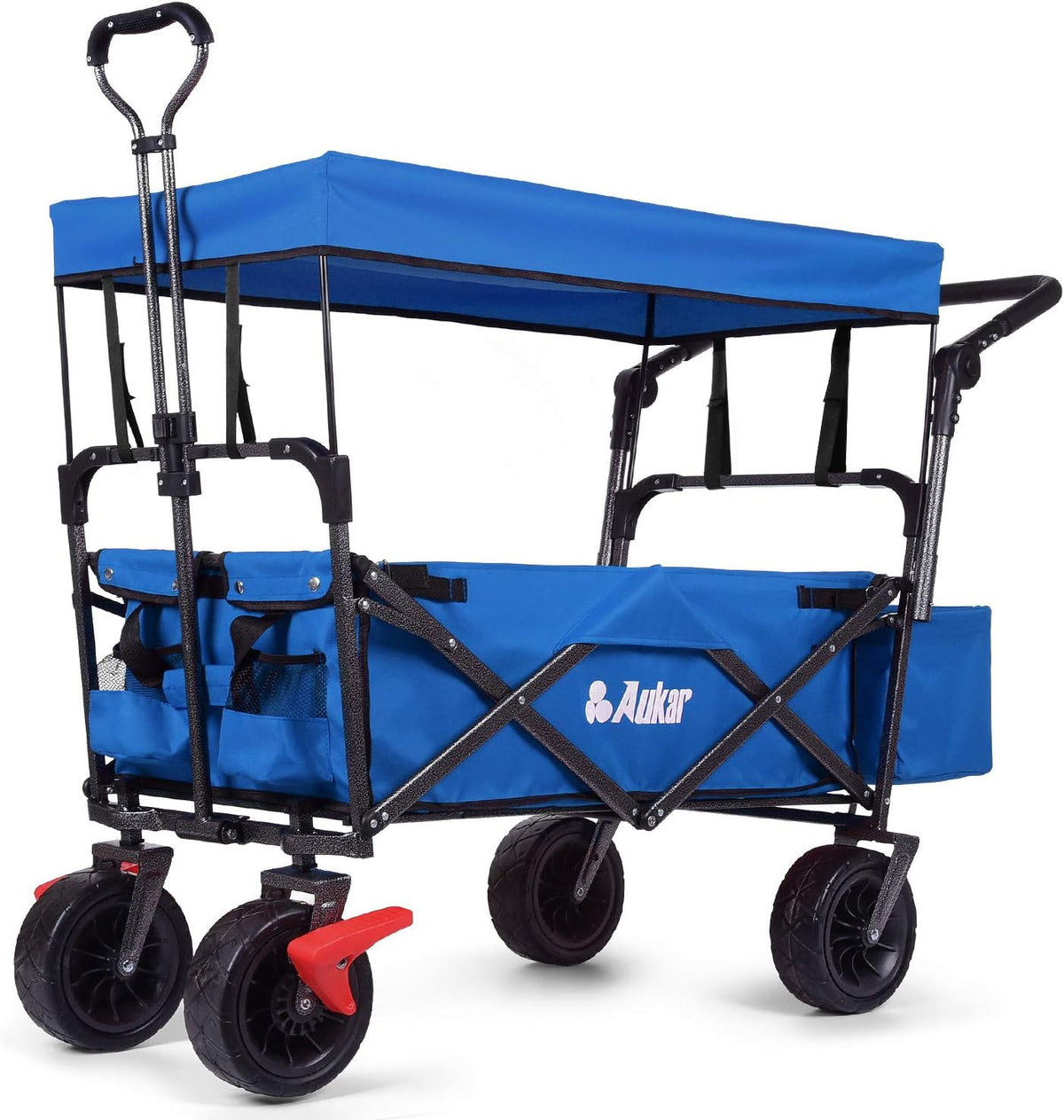 Collapsible Folding Wagon Utility Garden Cart with 7 All-Terrain Wheels Q62016
