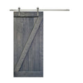 Gray Knotty Pine Wood Interior Sliding Barn Door with Hardware Kit J870054