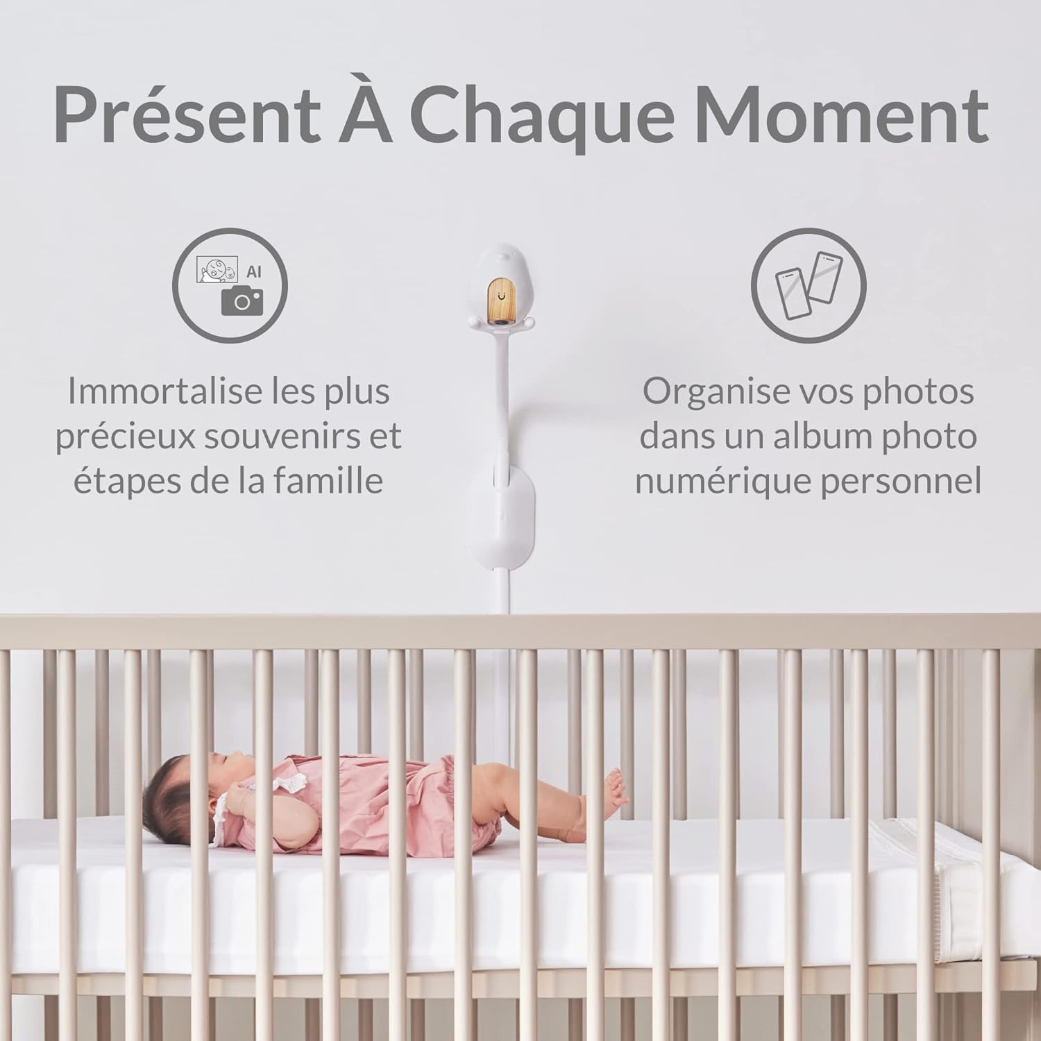 Smart Baby Monitor with Wall Mount: 1080p HD Night Vision Camera, 2-Way Audio, Cry & Temperature Detection W467633