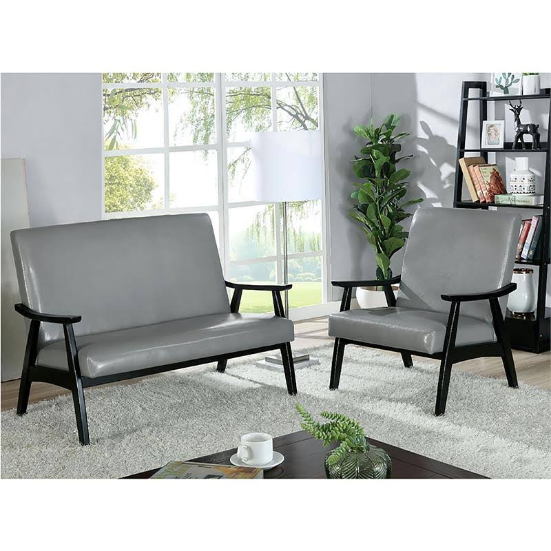 Light Gray Wood Padded Accent Chair (Set of 2) O44969