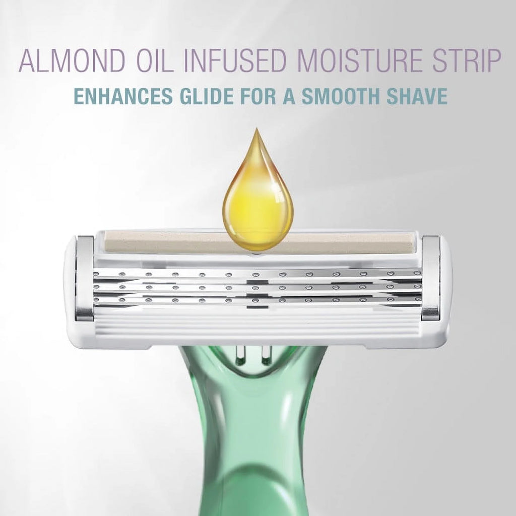 12 Pack Women's Disposable Razors with Natural Almond Oil R2867