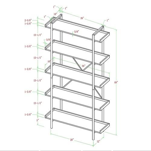 5-Shelf Bookcase Dark Walnut C642846