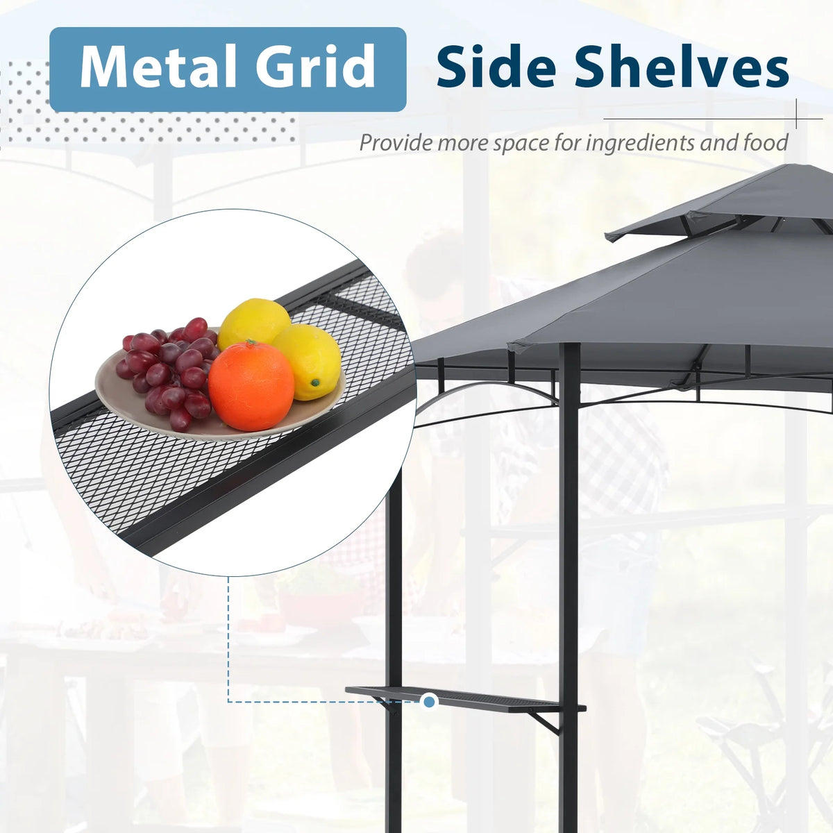 8’ x 5’ Grill Gazebo with Adjustable Side Awning M23012