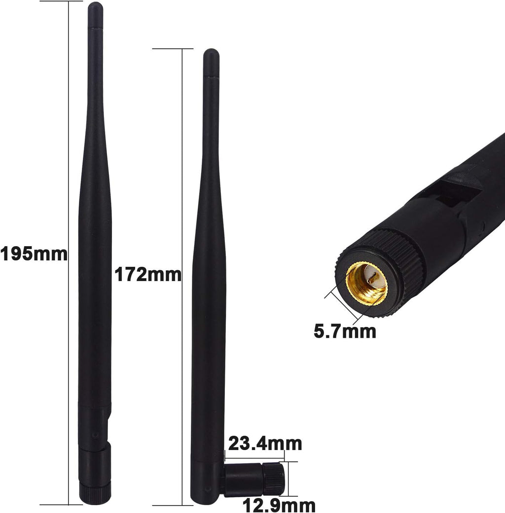 6dbi High Gain Omni-Directional WiFi Antenna & 1.64ft RP-SMA Extension Cable (2-Pack) L1236