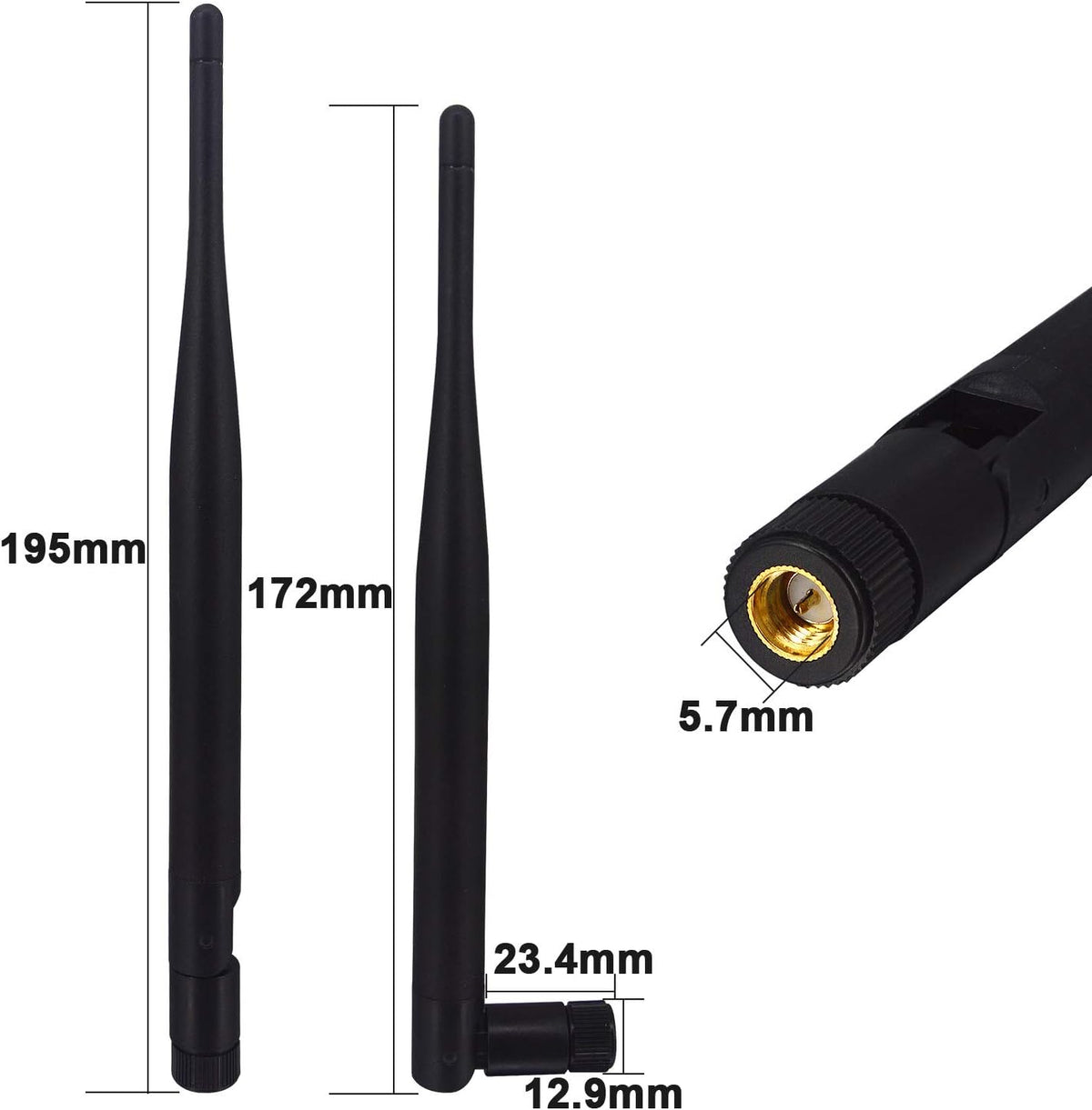 6dbi High Gain Omni-Directional WiFi Antenna & 1.64ft RP-SMA Extension Cable (2-Pack) L1236