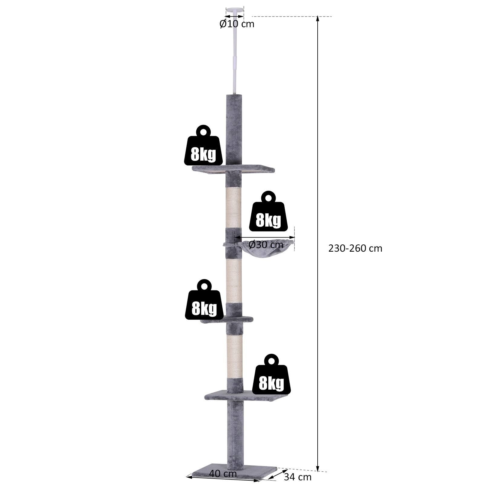 9 Adjustable Height Floor-To-Ceiling Vertical Cat Tree I34611