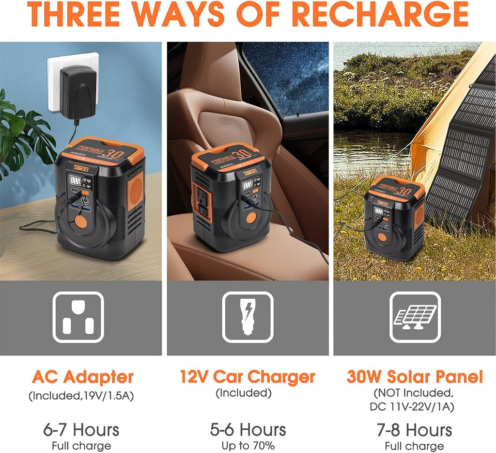 111Wh Portable Power Station with AC Outlet, USB Port, Lights O5127