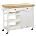White/Natural Kitchen Cart with Wood Top D4002