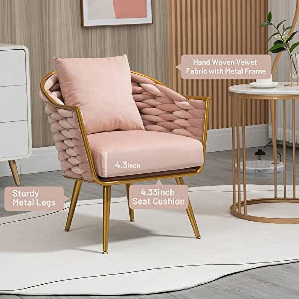 Navy Velvet Accent Chair with Arms and Pillow F977