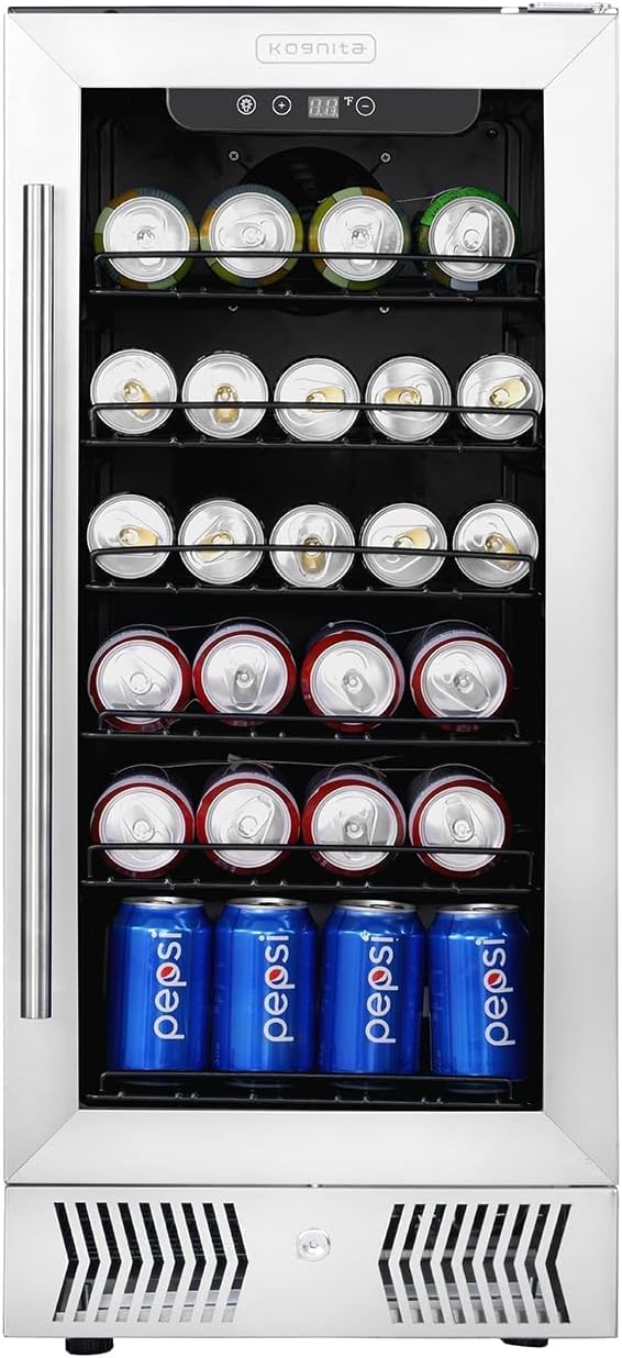 15 inch Mini Fridge with Glass Door, 115 Cans T872018