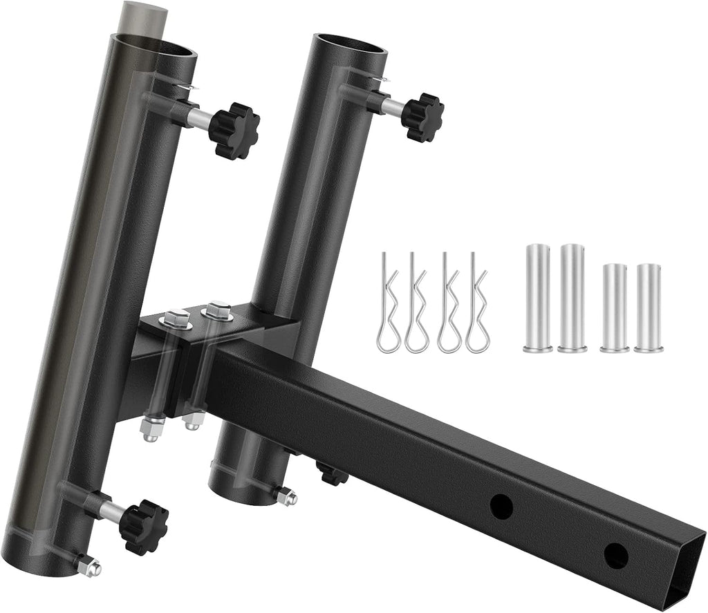 Dual Car Flag Hitch Mount Holder 2 Hitch Receivers All Metal Heavy Duty P240