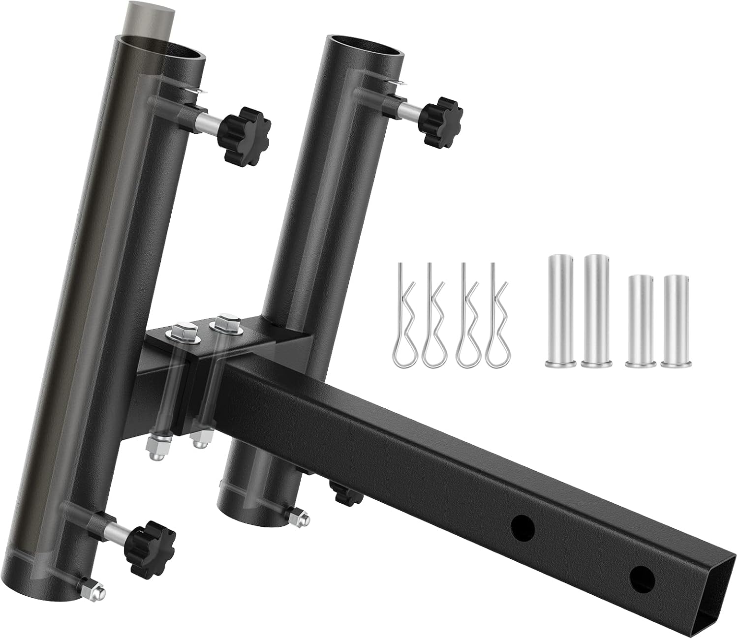 Dual Car Flag Hitch Mount Holder 2 Hitch Receivers All Metal Heavy Duty P240