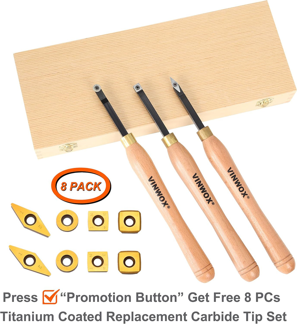 3 PCS Carbide Wood Lathe Turning Tool Set R647365