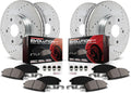 Front and Rear Carbon Fiber Brake Pads with Drilled & Slotted Brake Rotors Kit J629623