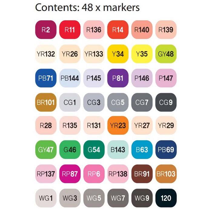 48 Color Twin Brush Marker Set D974188