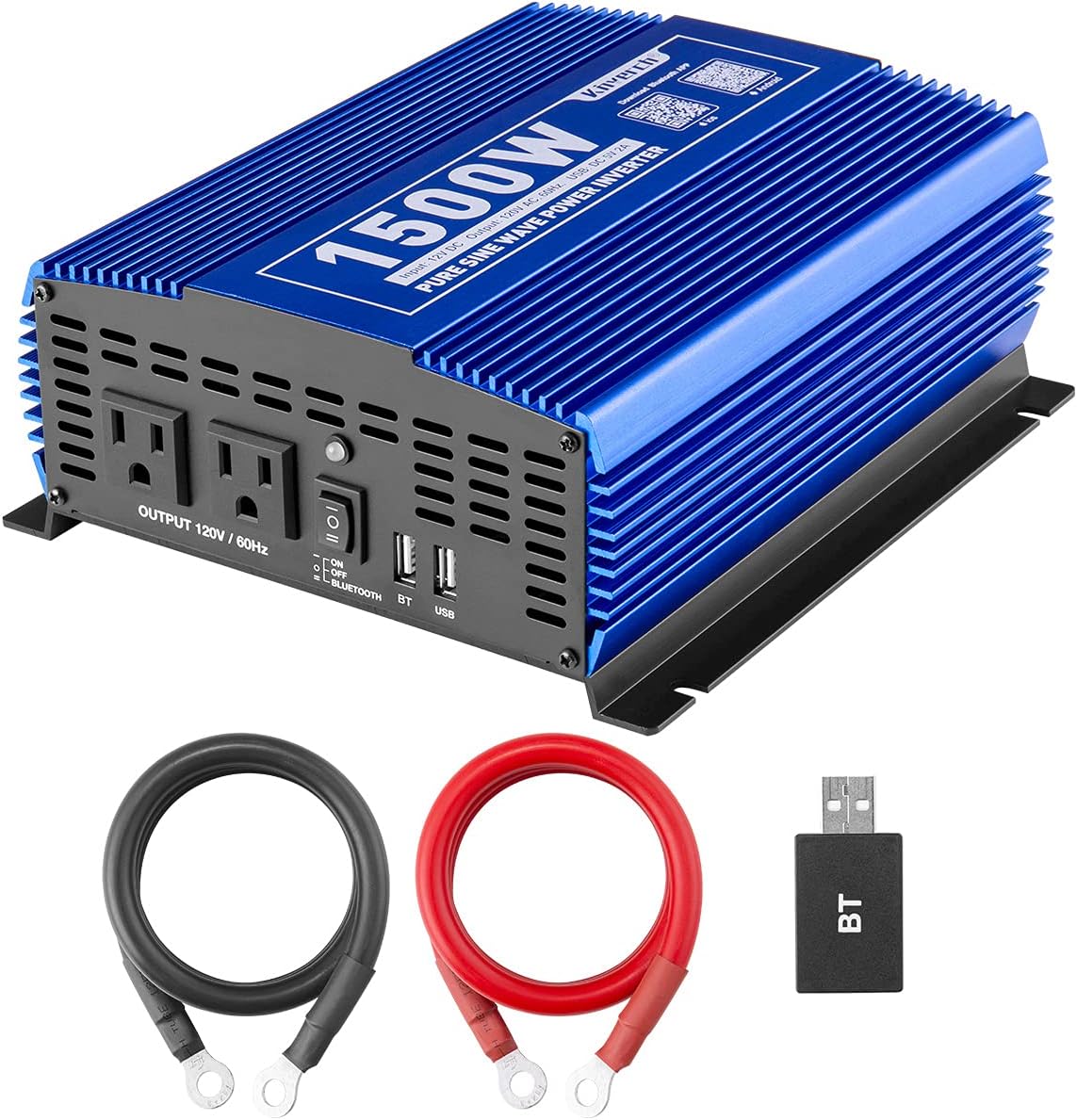 Pure Sine Wave Inverter 1000W DC 12V to AC 110V with Dual AC Outlets & 2A USB Ports G103