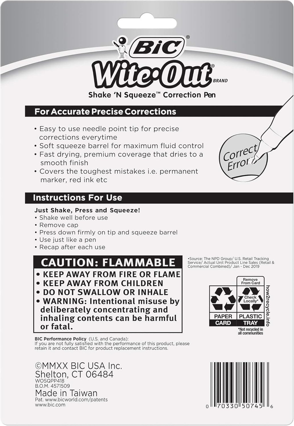 White Correction Pen, 8 ml, 4 Count, 5 Pack Pack of 2 S3040