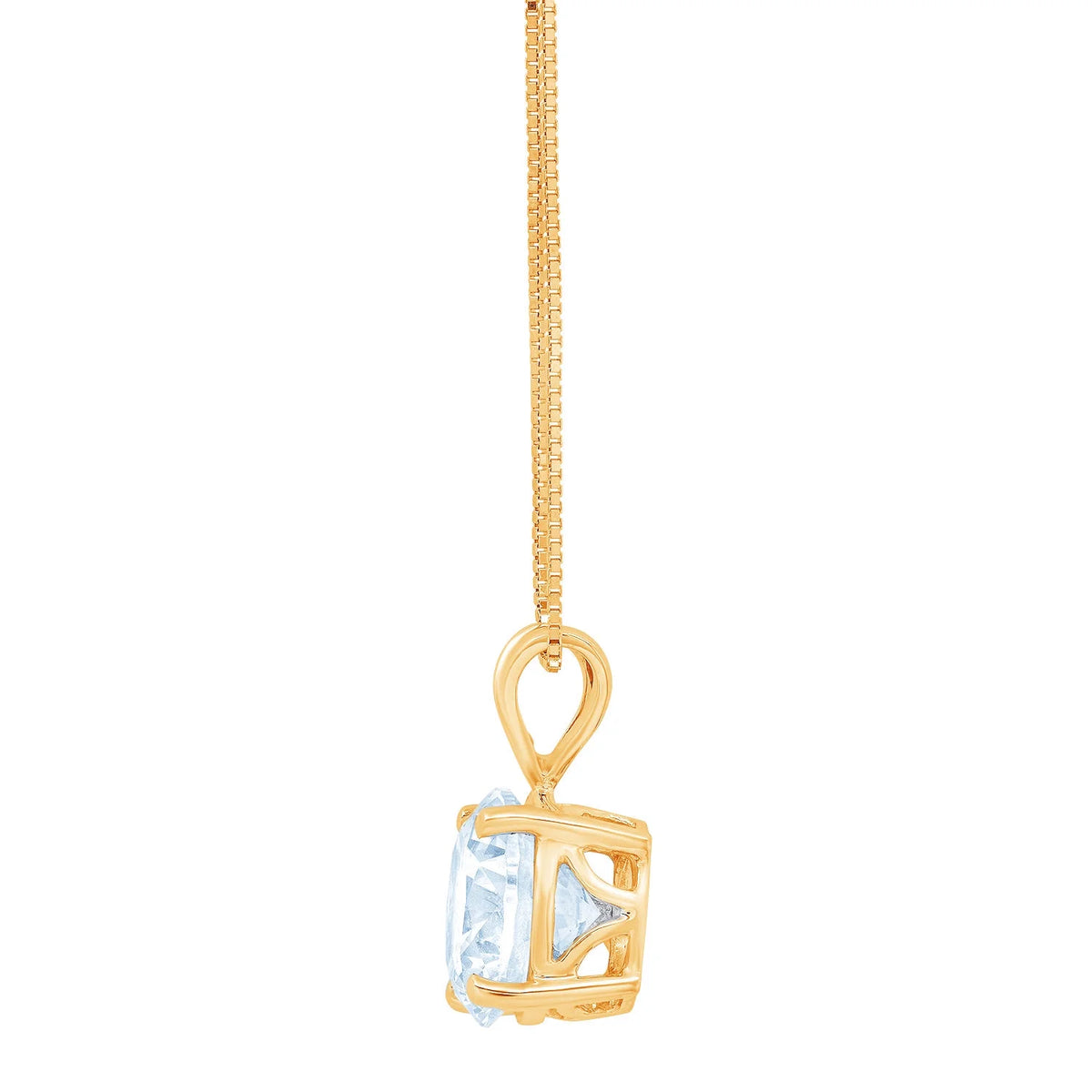 0.5 ct Round Cut Natural Swiss Blue Topaz 18k Yellow Gold Pendant with 16" Gold Chain L52144