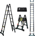 16.5FT Telescoping Aluminum Ladder with Tool Platform and Wheels F846974