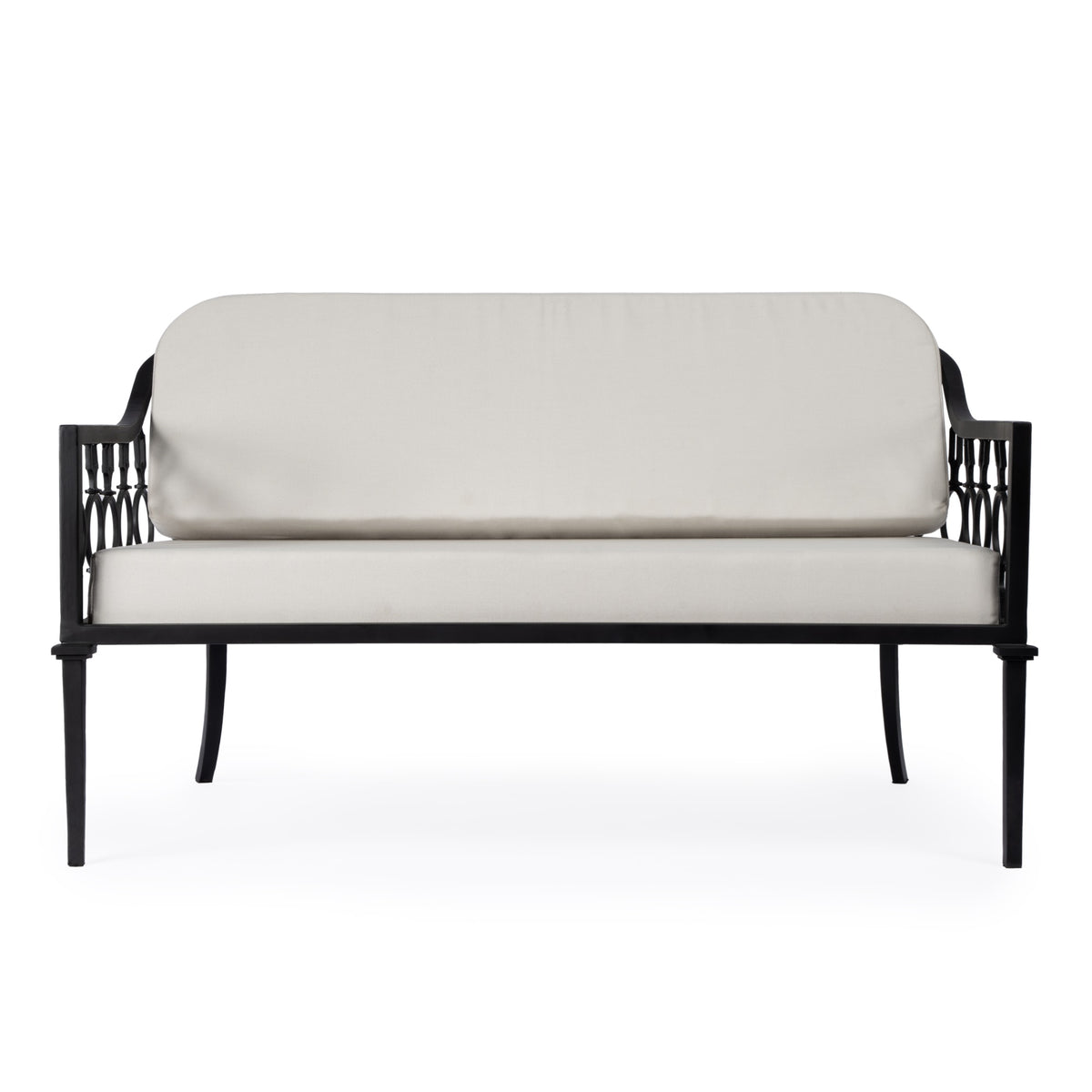 Black Iron Upholstered Outdoor Loveseat K9930