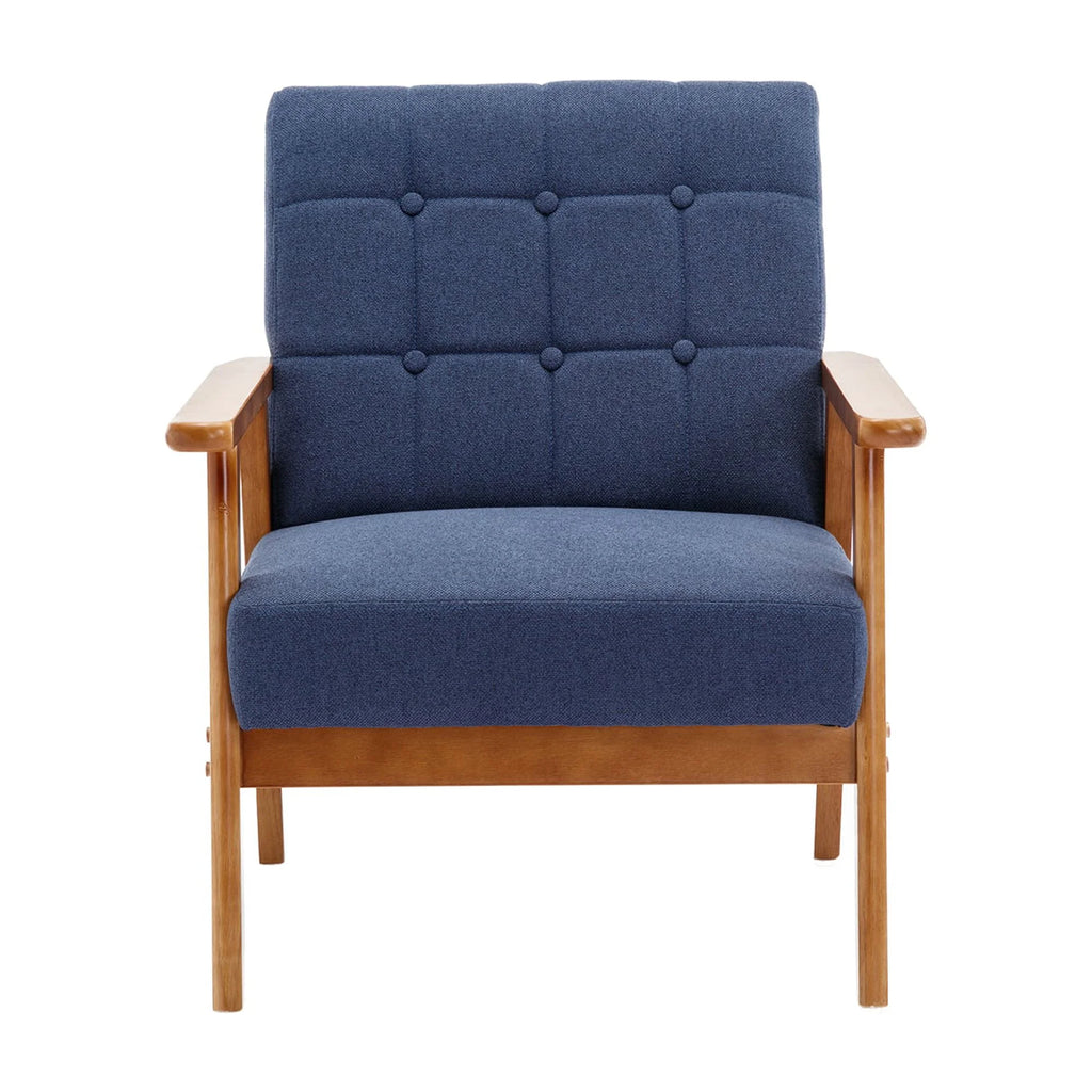 Accent Chairs Set of 2 with Side Table, Wood and Fabric Armchairs I330