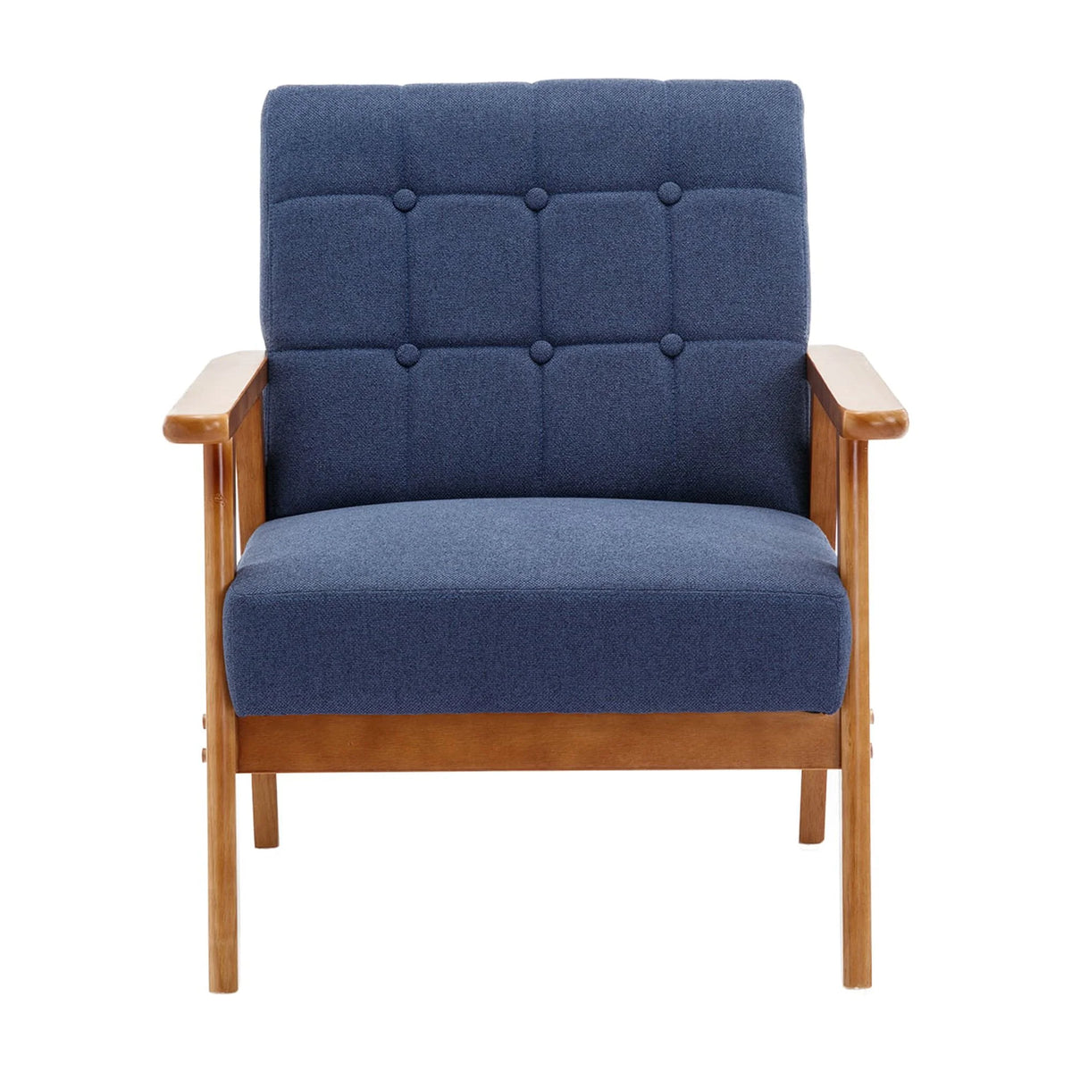 Accent Chairs Set of 2 with Side Table, Wood and Fabric Armchairs I330