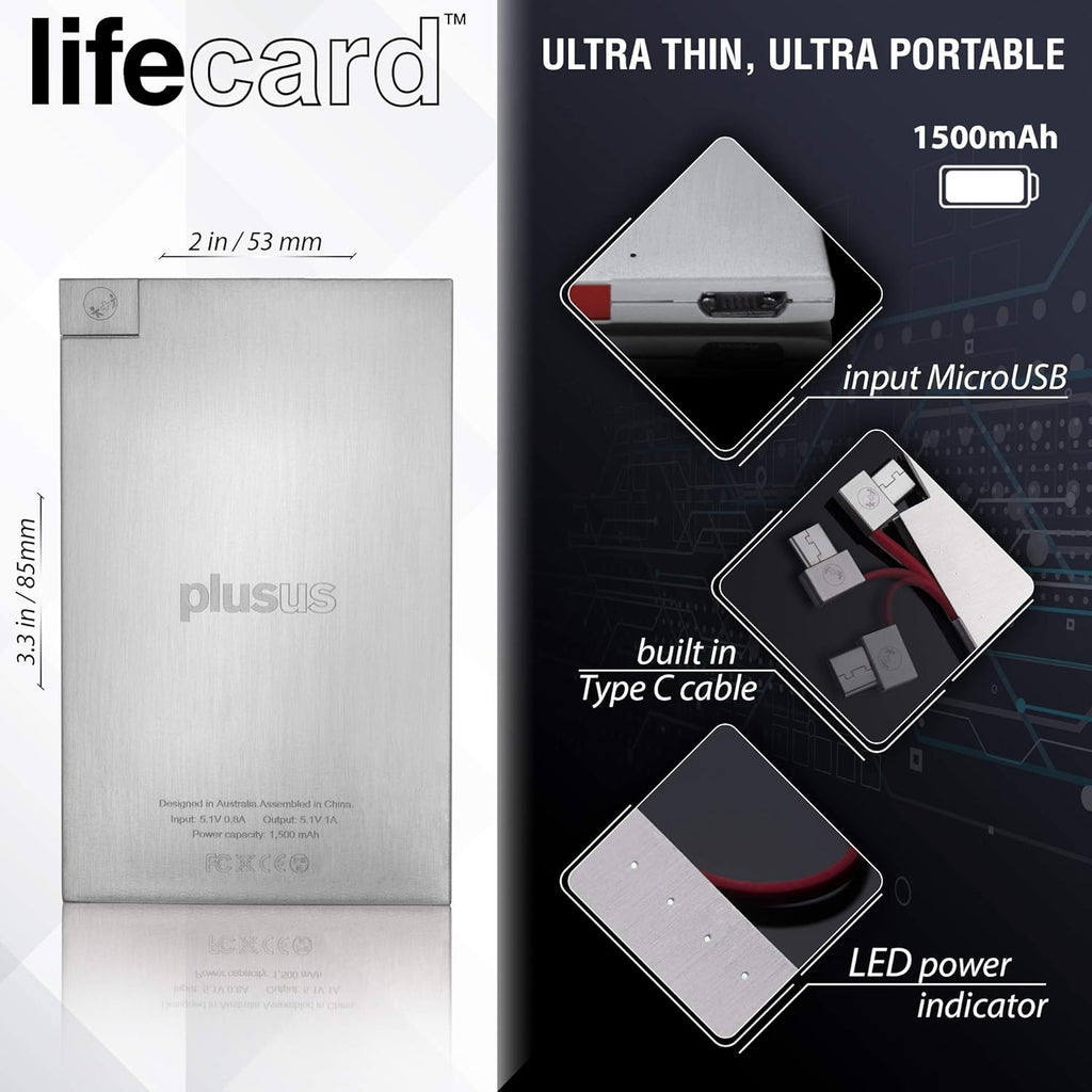 Card Size Power Bank with Built-in MFI Lightning Cable T42188