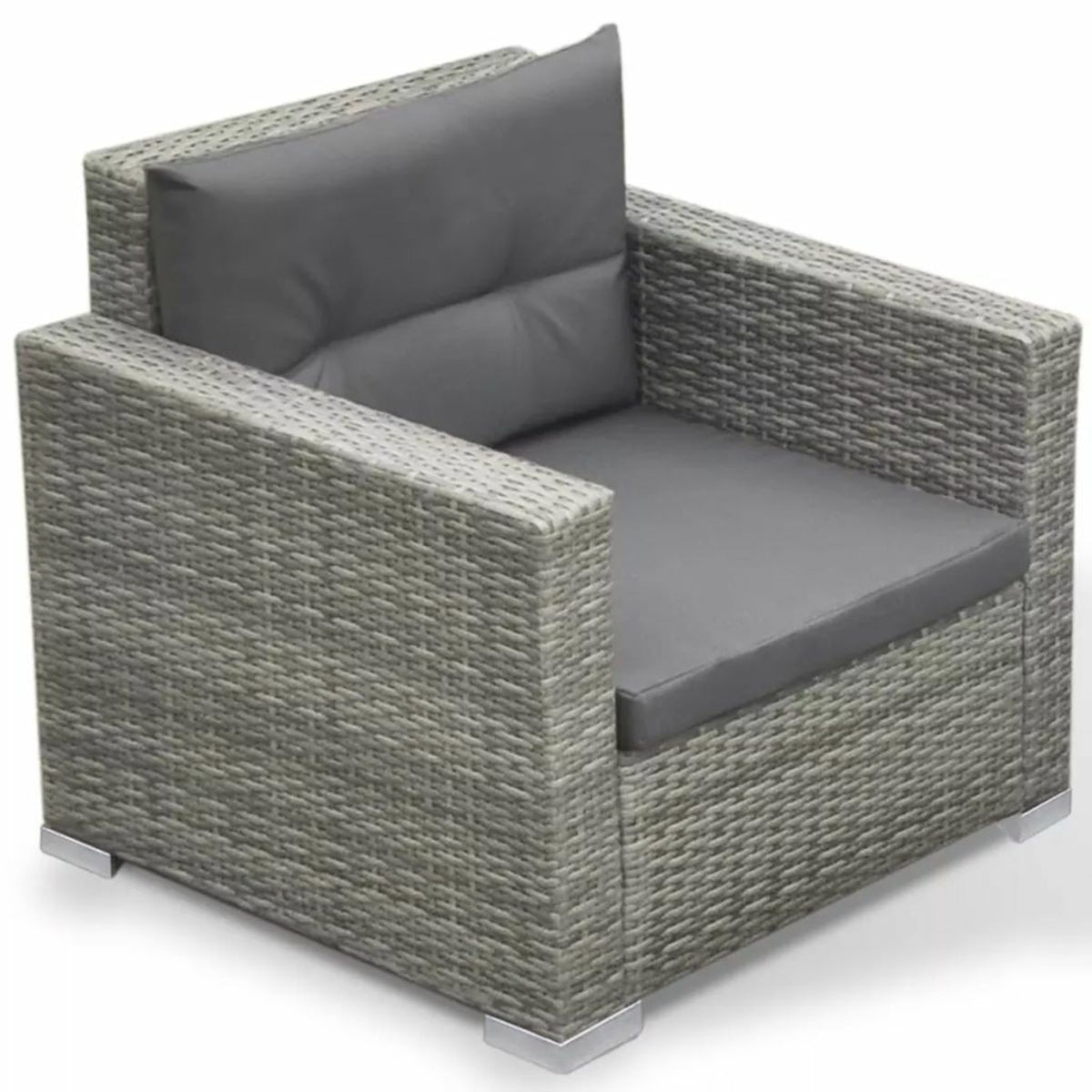 Grey Rattan Patio Sectional Sofa Set with Cushions Ottoman and Coffee Table I687984
