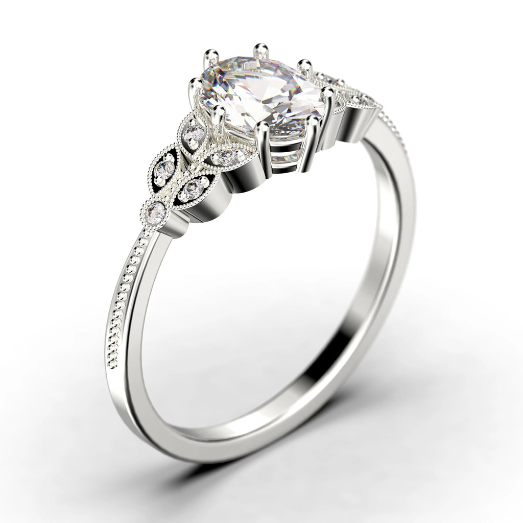 Oval Cut Diamond Moissanite Engagement Ring Set in 925 Sterling Silver K790939