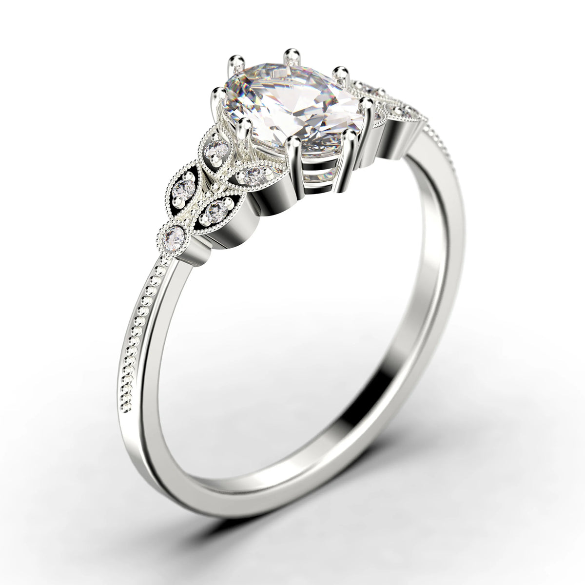 Oval Cut Diamond Moissanite Engagement Ring Set in 925 Sterling Silver K790939