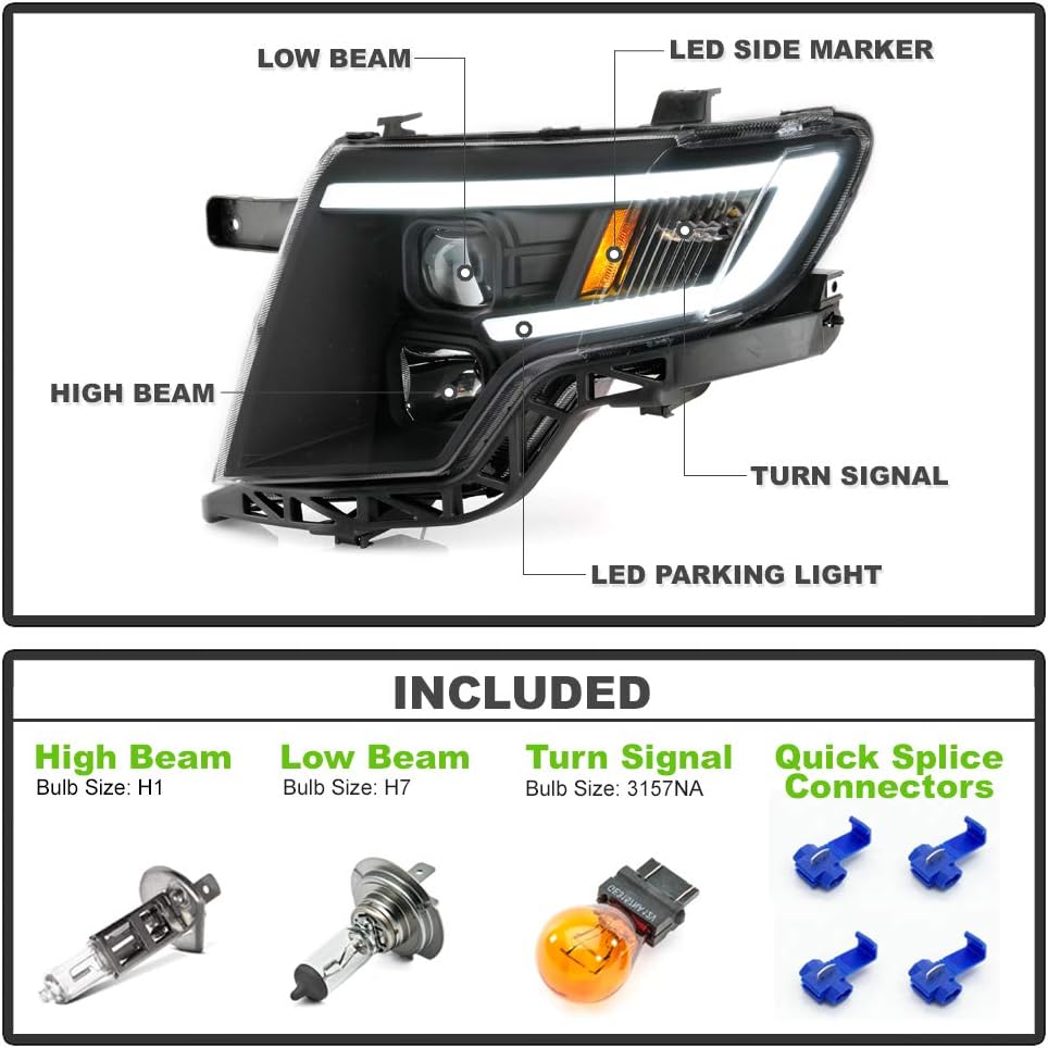 Black Housing Projector Headlights Headlamps Assembly U387819