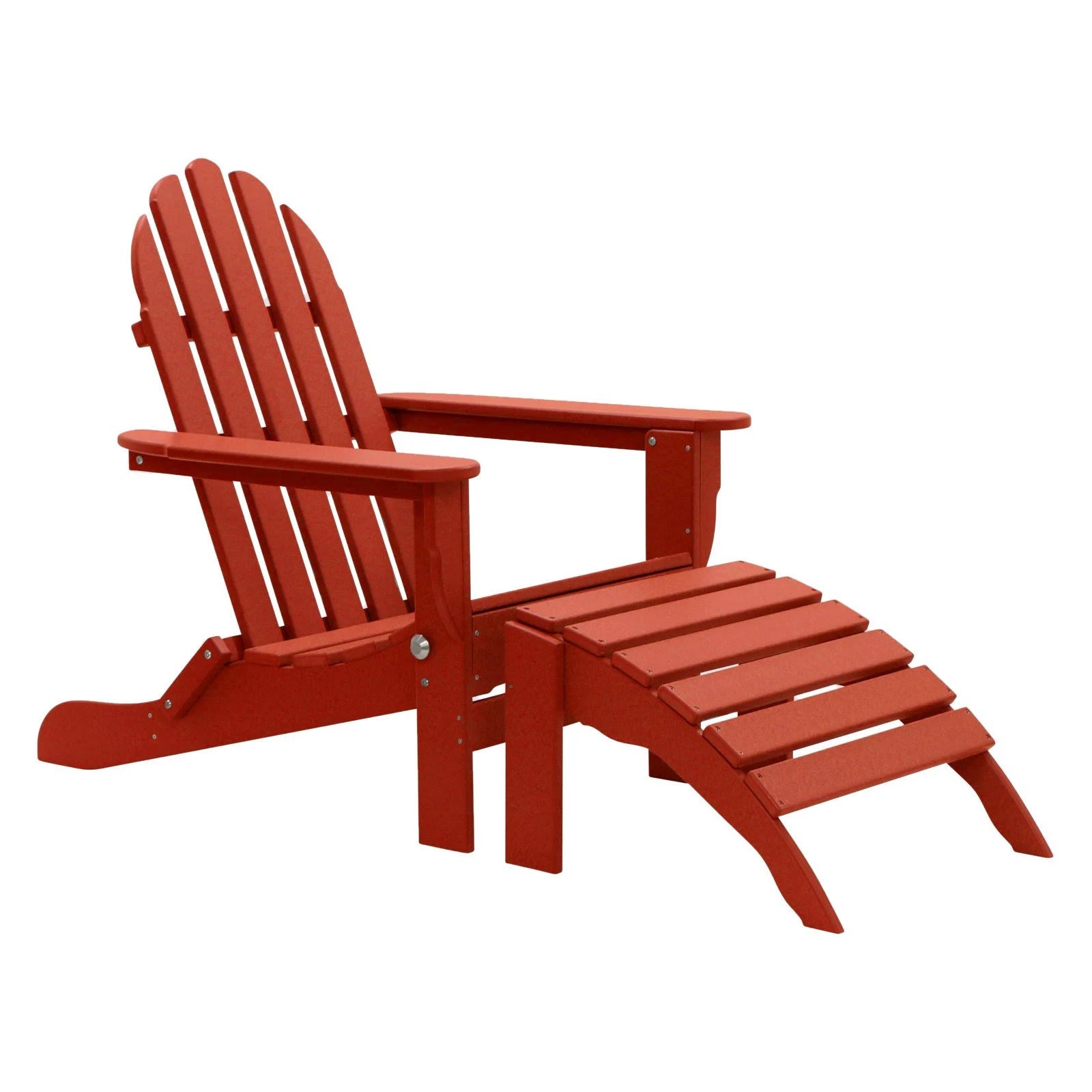 Red 2 Piece Recycled Plastic Adirondack Chair Set with Ottoman L318