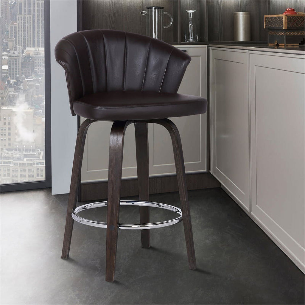 Faux Leather Swivel Bar Stool in Brown U3514