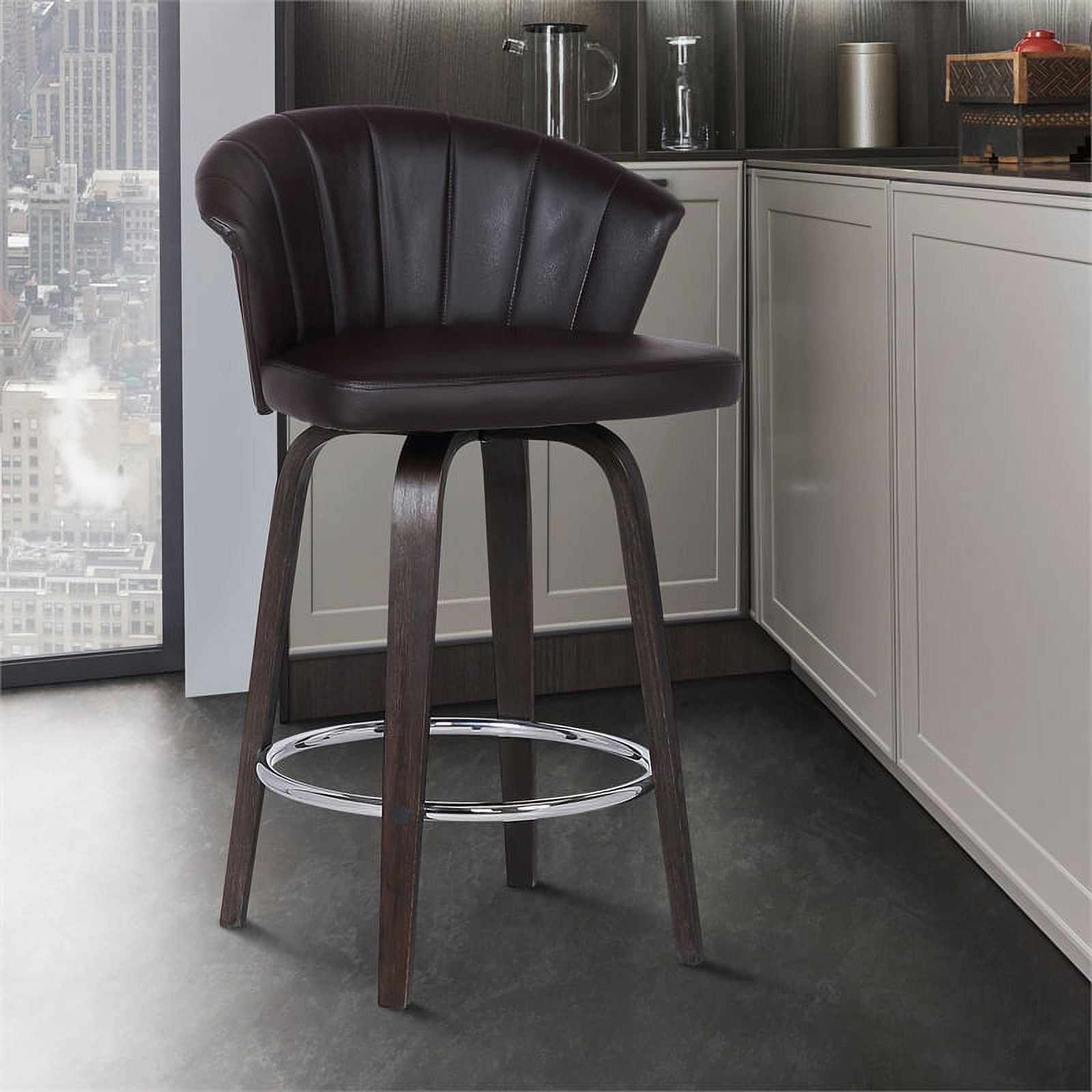 Faux Leather Swivel Bar Stool in Brown U3514