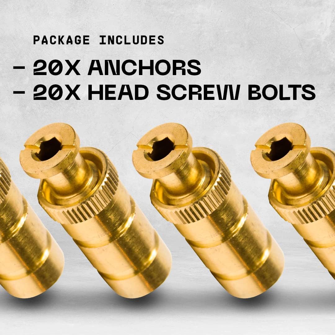 Pool Cover Anchors Concrete and Pavers Deck 20 Pack Brass Head Screw Bolts T22048
