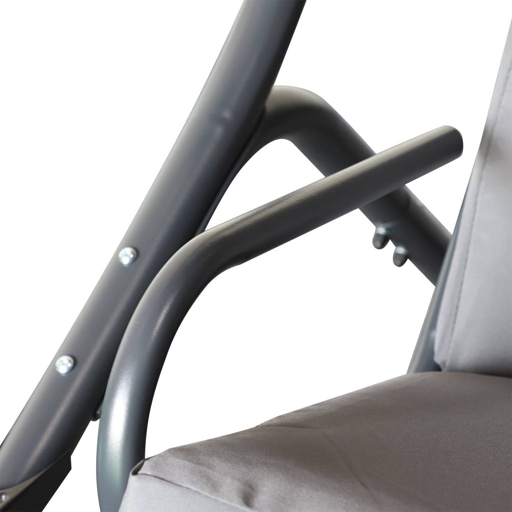 Grey Outdoor Swinging Chairs with Safety Handrails and Removable Shade Canopy V39072