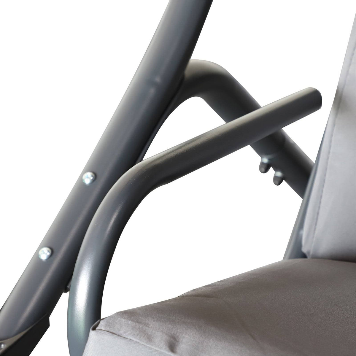 Grey Outdoor Swinging Chairs with Safety Handrails and Removable Shade Canopy V39072