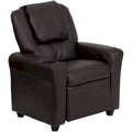 Brown Leather Kids Recliner with Cup Holder and Headrest G938