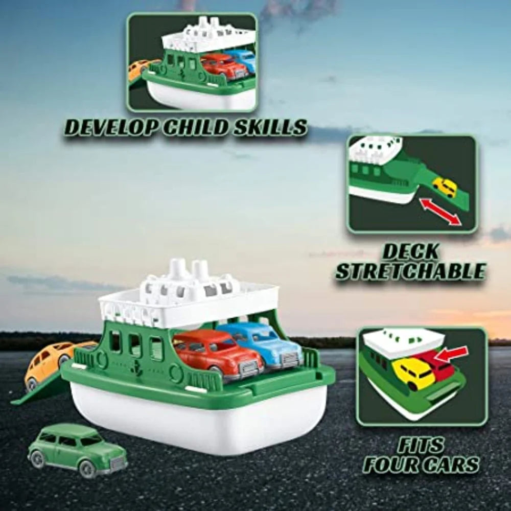 Green Toys Ferry Boat with 4 Cars Bathtub Toy U3245