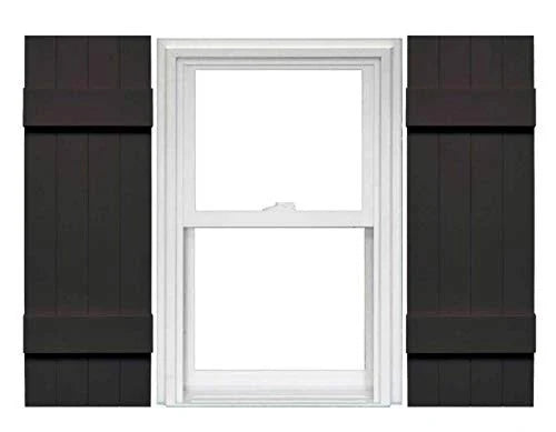 4 Board and Batten Joined Vinyl Shutters (1 Pair) 14 x 43 Musket Brown N168