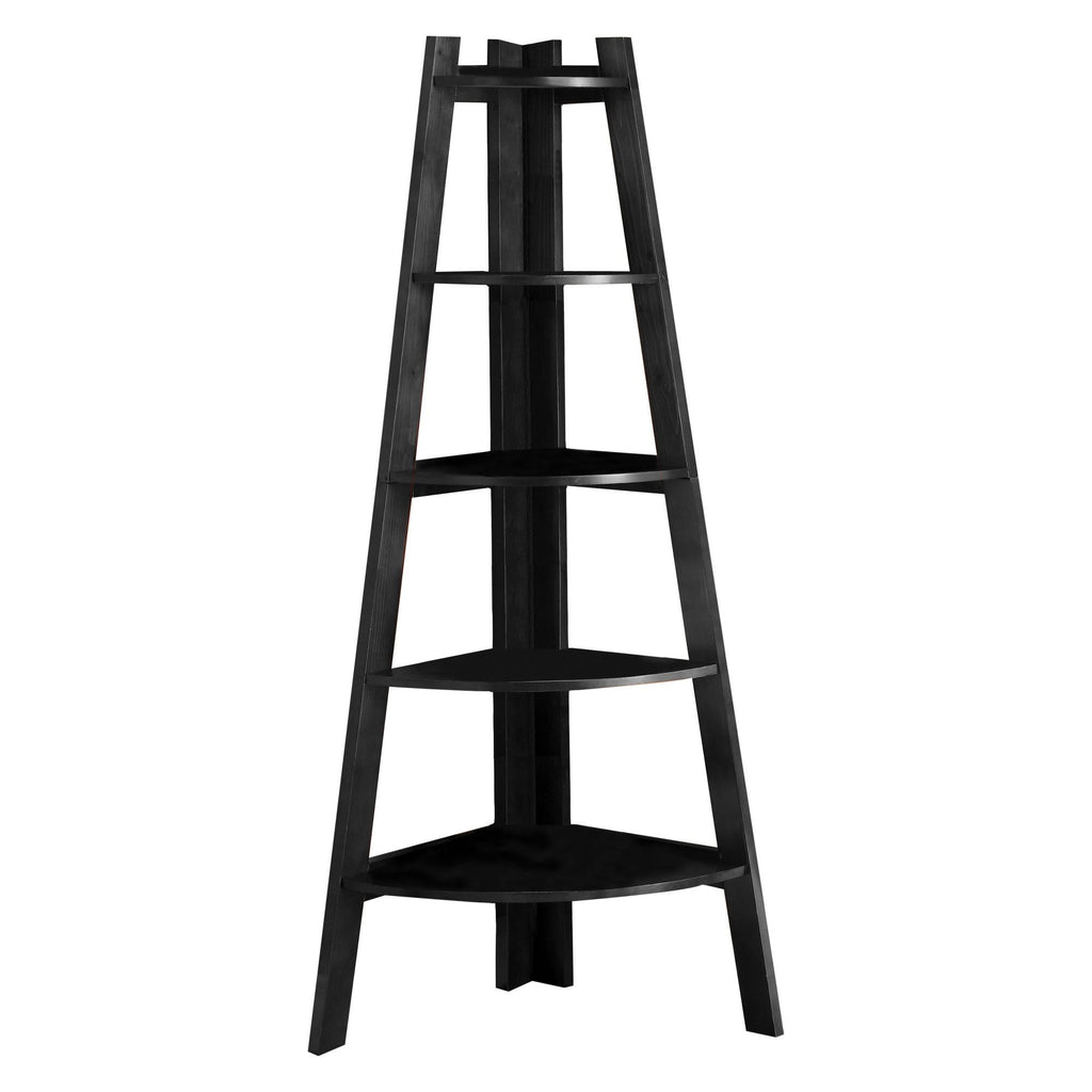 Black 5 Shelf Corner Bookcase T582