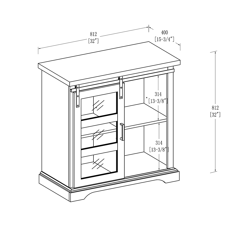 Slate Gray Sliding Glass Door Buffet Cabinet G87357
