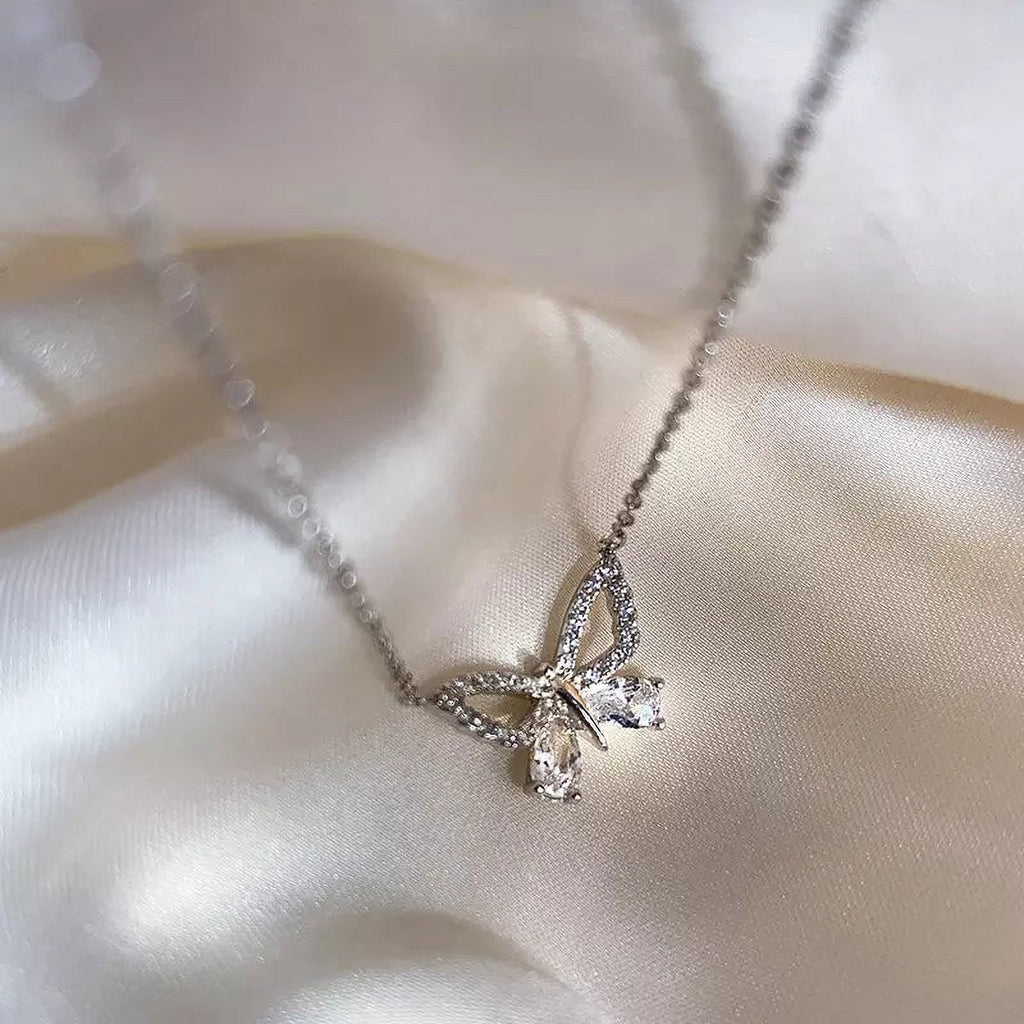 Delicate Butterfly Zircon Choker Necklace F616087